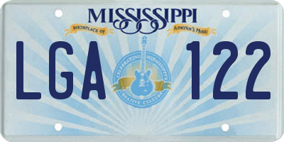 MS license plate LGA122
