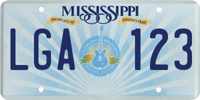 MS license plate LGA123