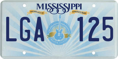 MS license plate LGA125