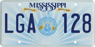 MS license plate LGA128