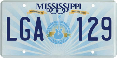 MS license plate LGA129