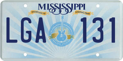 MS license plate LGA131