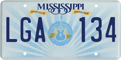 MS license plate LGA134