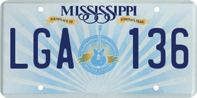 MS license plate LGA136