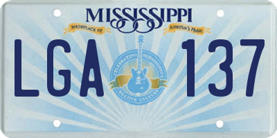 MS license plate LGA137