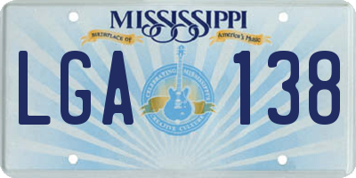 MS license plate LGA138