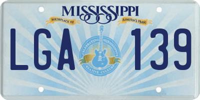 MS license plate LGA139