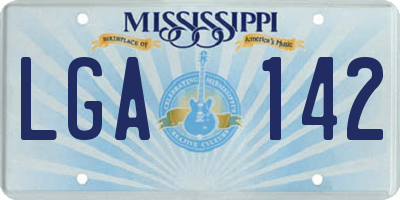 MS license plate LGA142