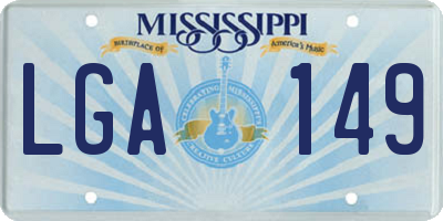 MS license plate LGA149