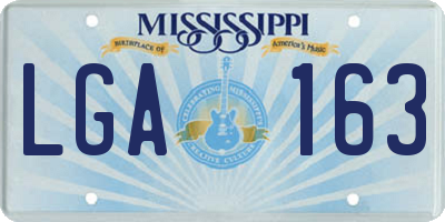 MS license plate LGA163
