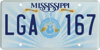 MS license plate LGA167