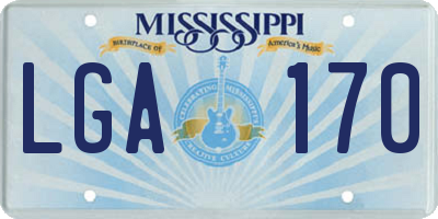 MS license plate LGA170