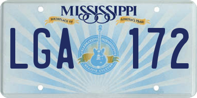MS license plate LGA172