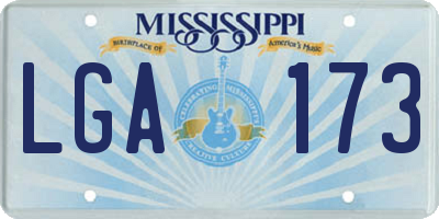 MS license plate LGA173