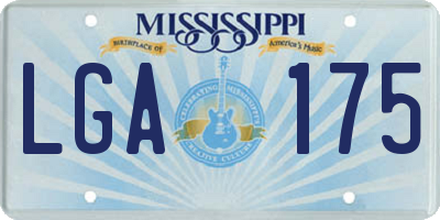 MS license plate LGA175