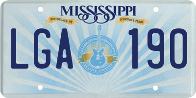 MS license plate LGA190