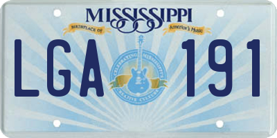 MS license plate LGA191