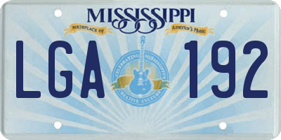 MS license plate LGA192