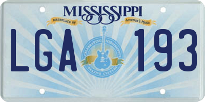 MS license plate LGA193