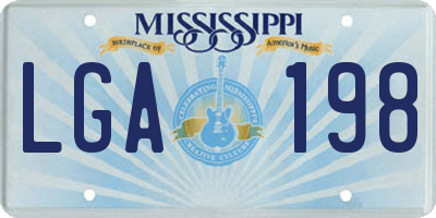 MS license plate LGA198