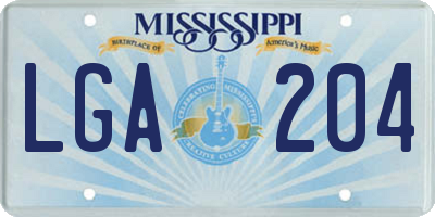 MS license plate LGA204