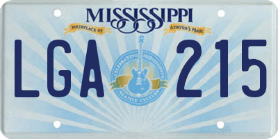 MS license plate LGA215