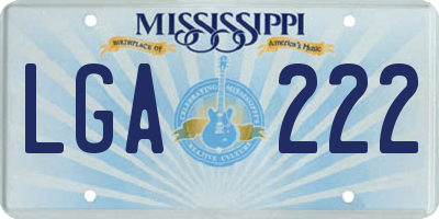 MS license plate LGA222