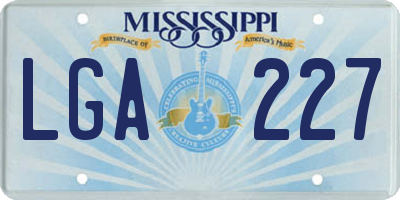 MS license plate LGA227