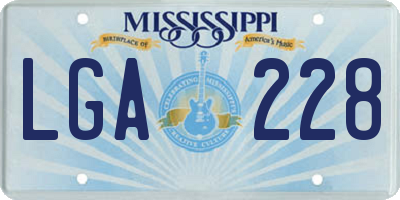 MS license plate LGA228