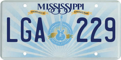MS license plate LGA229