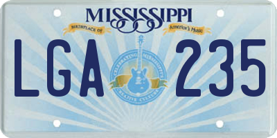 MS license plate LGA235