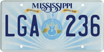 MS license plate LGA236