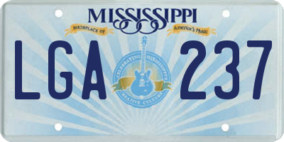 MS license plate LGA237