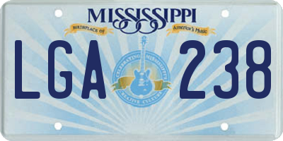 MS license plate LGA238