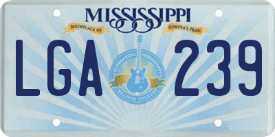 MS license plate LGA239