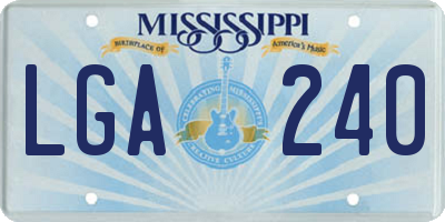 MS license plate LGA240