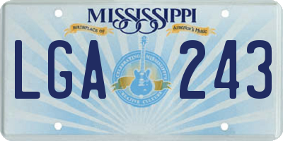 MS license plate LGA243