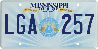 MS license plate LGA257
