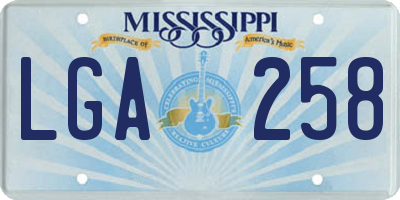 MS license plate LGA258