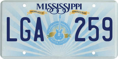 MS license plate LGA259