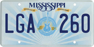 MS license plate LGA260
