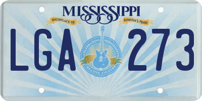 MS license plate LGA273