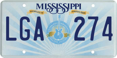 MS license plate LGA274
