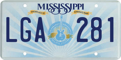 MS license plate LGA281