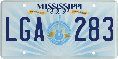 MS license plate LGA283