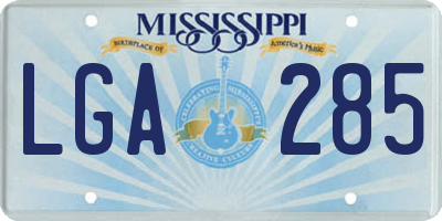MS license plate LGA285