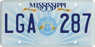 MS license plate LGA287
