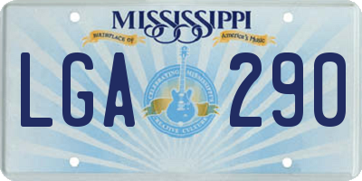 MS license plate LGA290