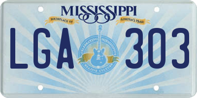 MS license plate LGA303