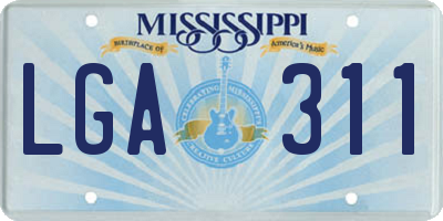 MS license plate LGA311